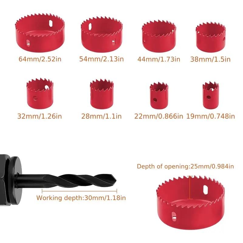 11pcs Hole Saw Set Hole Saw Kit With 8Pcs Saw Blades Durable Carbon Steel Metal Circle Power Drill Hole Cutter for Wood Plastic