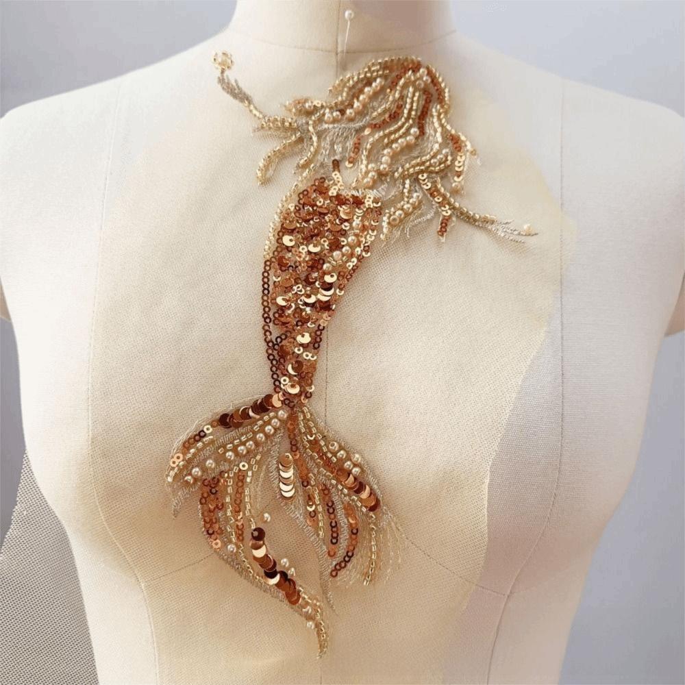 Bead Fish Embroidery Applique Colorful Garment Sew On Patch Fashion Carp Bead Patch Clothing