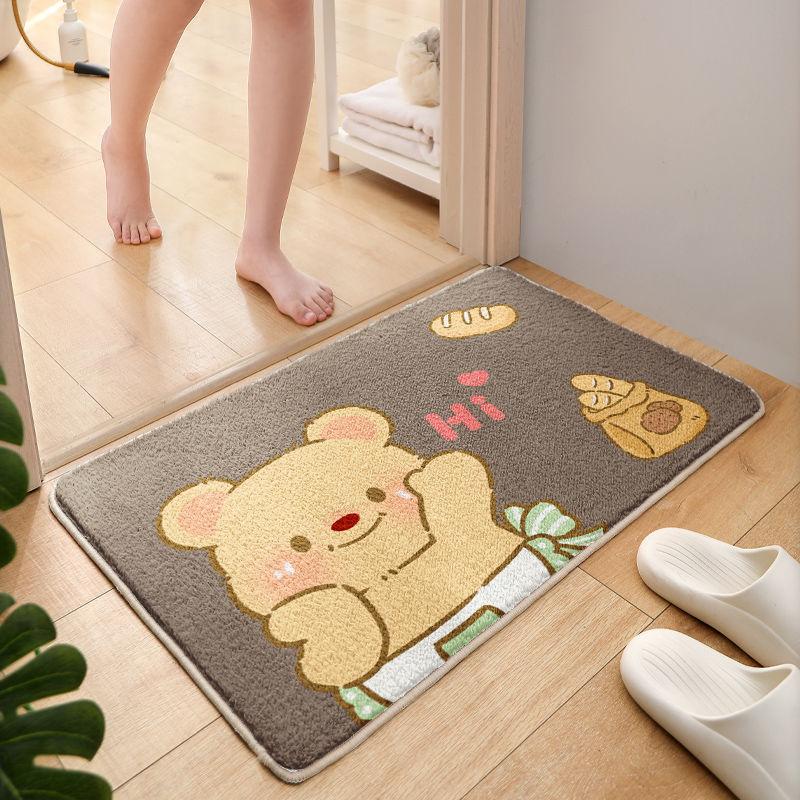 Bathroom Absorbent Floor Mat, Toilet Door Dirt-resistant Non-slip Foot Mat, Bathroom Carpet Cartoon Bedroom Household Floor Mat