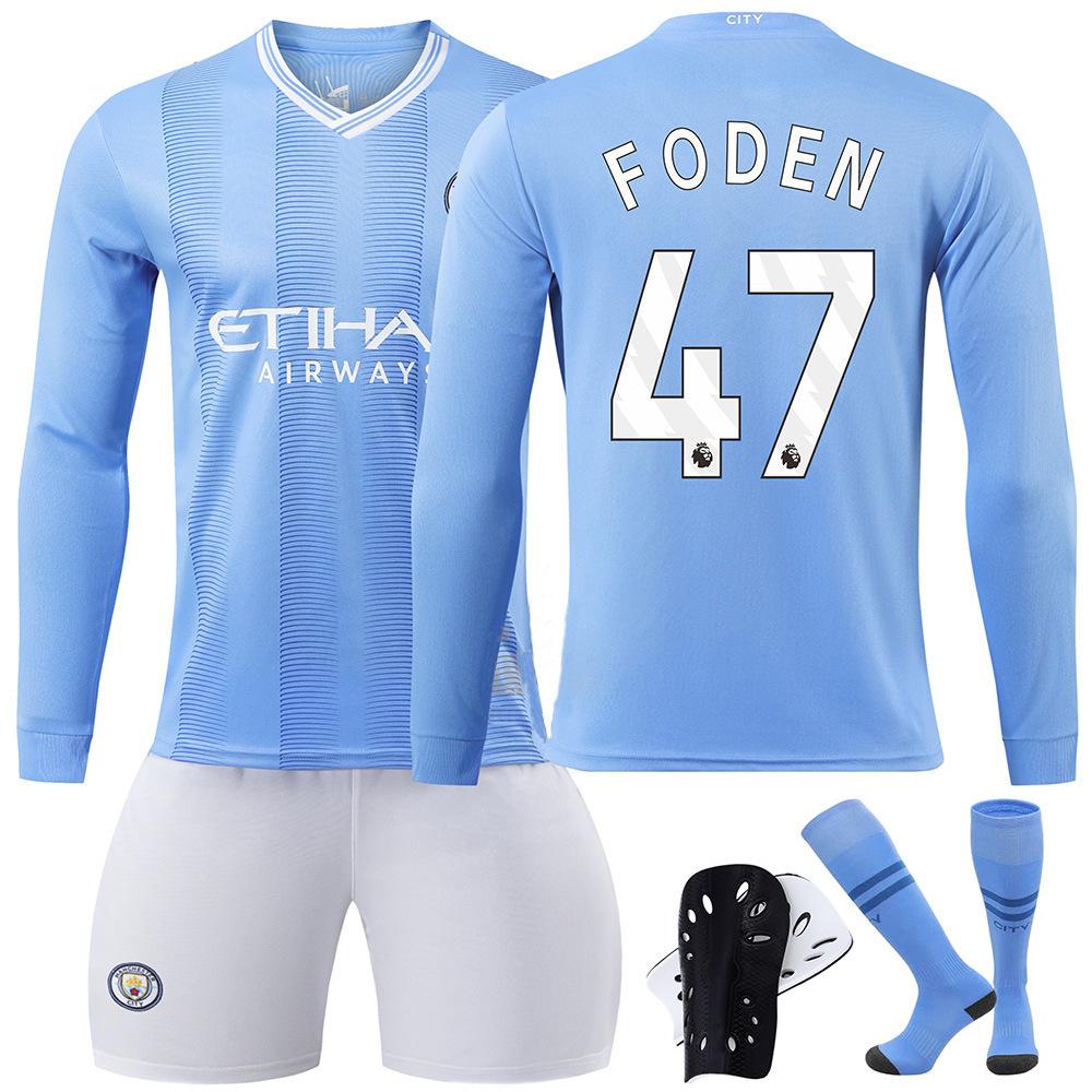 2324 Manchester City football jersey, long-sleeved suit, training jersey, club team jersey, appearance jersey, fan version, quick-drying.