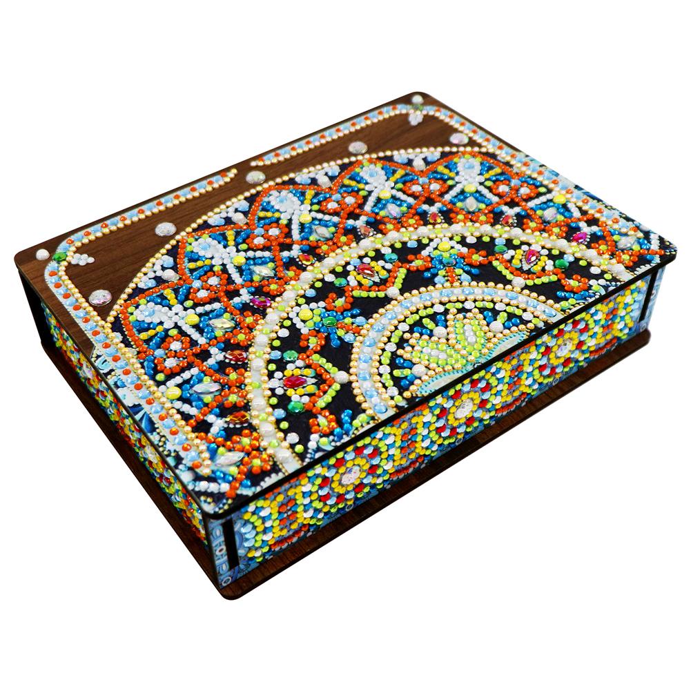 Mandala Diamond Painting Jewelry Storage Box DIY Diamond Painting Case Portable Wood Organizer Box Diamond Craft Gift