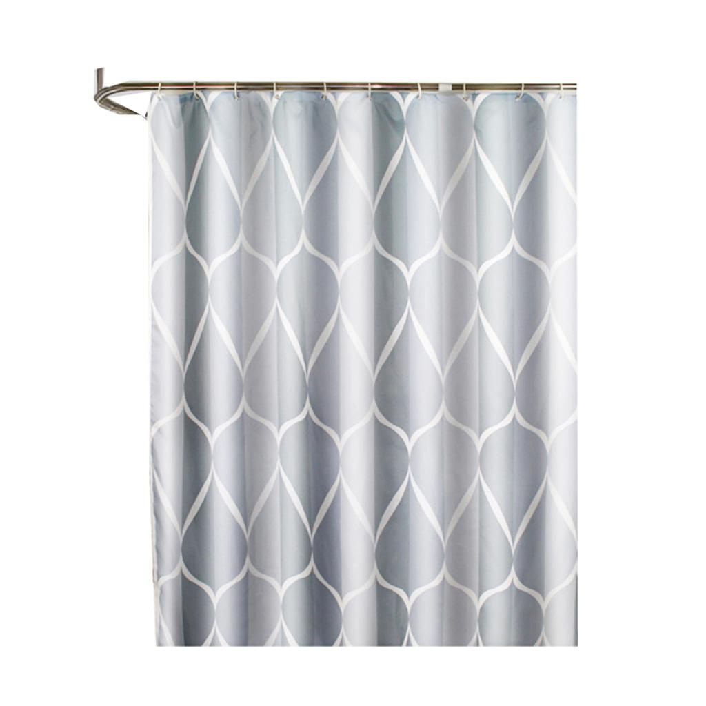 1pc Waterproof Shower Curtain with Hooks Geometric Printed Bath Curtains Water Drop Pattern