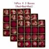 24pcs Wine Red Christmas Ball Ornaments Flocking Christmas Tree Party Decoration New Year Christmas Spheres Pendant Balls