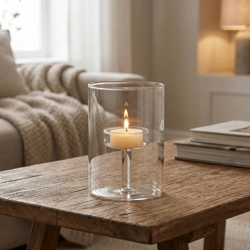 Transparent Tea Light Candle Holders Modern Cylinder Candlestick Glass Candle Holder Wedding Party