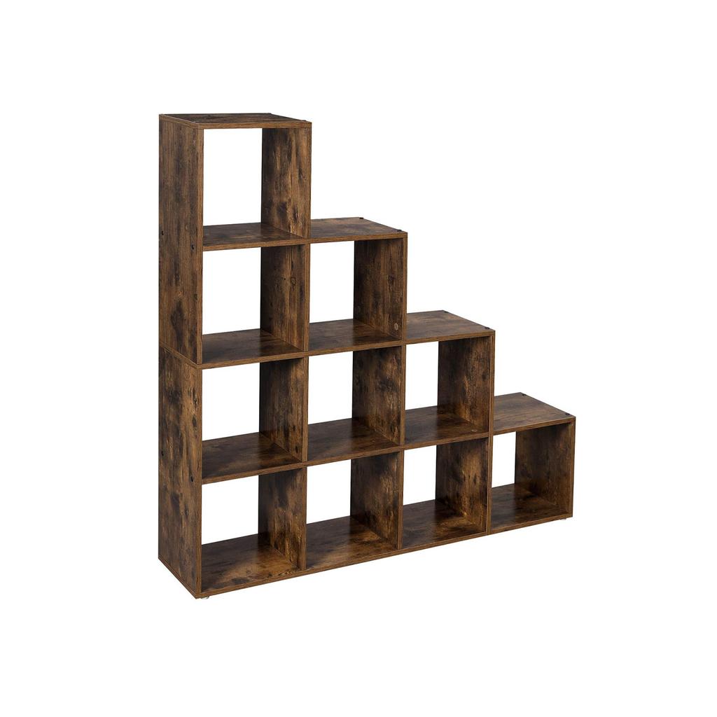 VASAGLE Bookshelves, 10-Cube Bookcase, Room Divider, Display Freestanding Shelf, with 10 Compartments, 129.5 x 29 x 129.5 cm, for Living Room