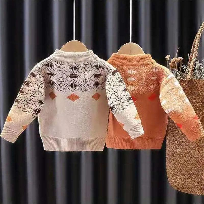 Boys and Girls Sweaters Autumn and Winter Mink Velvet Thickened Baby Pullover Sweater Knit Sweater Knitwear