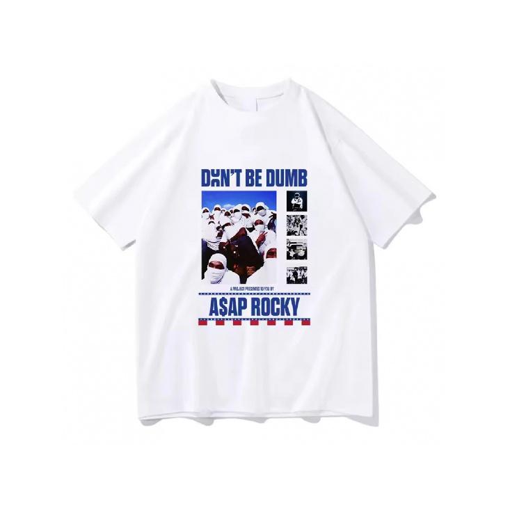 Asap Rocky Не Будь Глупым Мужская Одежда Футболка Мужская Новинка Топы и Футболки С Коротким Рукавом Круглый Вырез С Принтом Пуловер Футболки