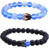 UEUC King&Queen Crown Distance Couple Bracelets His and Her Friendship 8mm Beads Bracelet