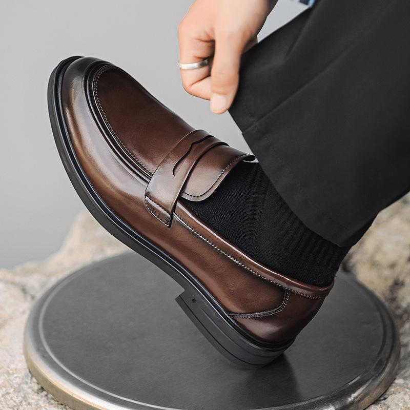 Leather shoes men's retro Doudou shoes men's trend British style casual lazy loafers