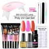 Mobray Poly Nail Gel Set Nail Extension Glitter Gel With 72/6W UV LED Lamp Nail Building Jelly Nail Gel Polish Set Manicure Tool