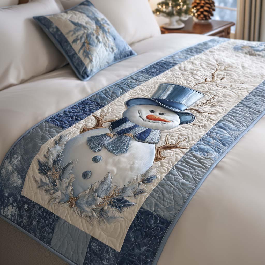 Hotel Bed Flag Christmas Home Party Decoration Bed Flags Cartoon Snowman Festive Atmosphere Jacquard Soft Bedding Table Runner