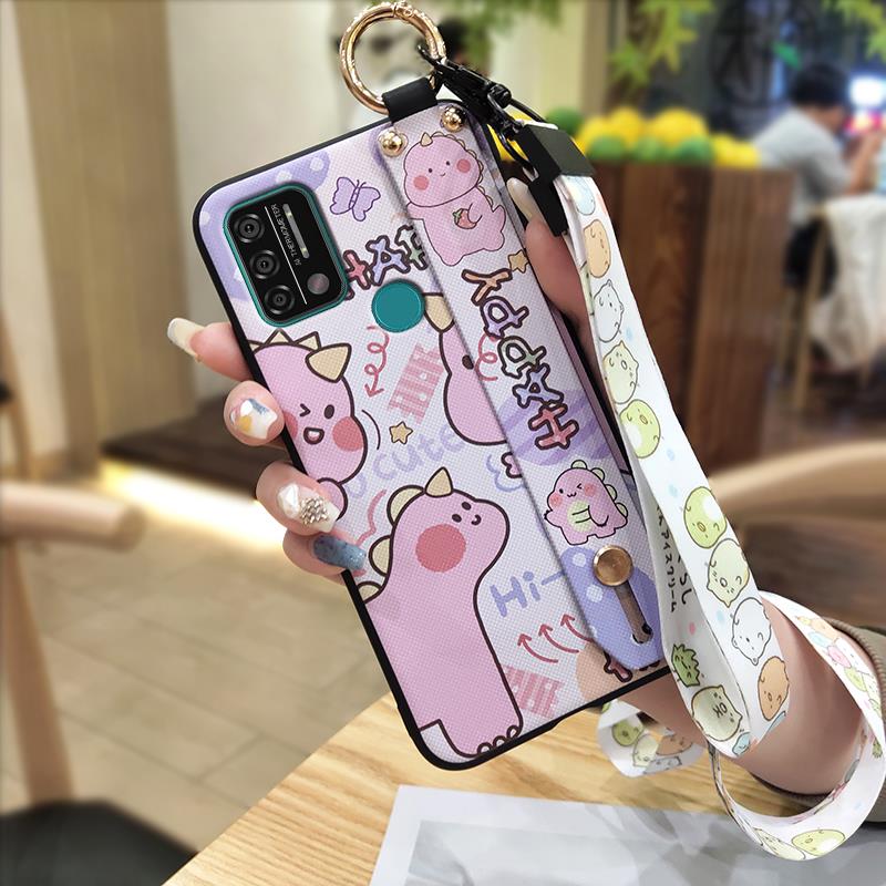 Kickstand Anti-knock Phone Case For UMIDIGI A9 Back Cover Protective Cute Cartoon Lanyard Dirt-resistant Soft Case Ring