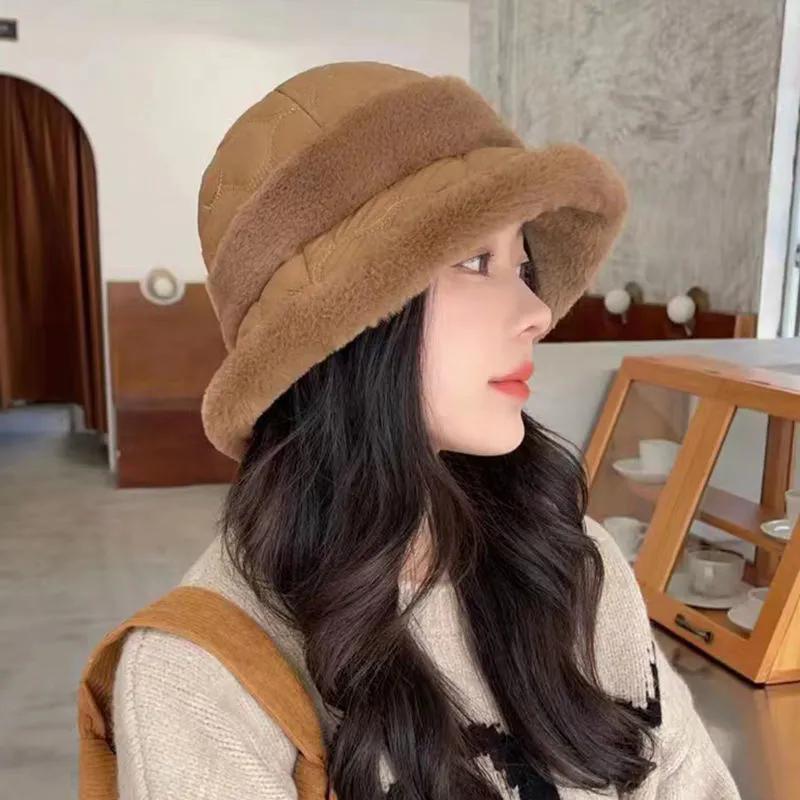 WTEMPO Зимняя утолщенная теплая плюшевая шапка-ведро для женщин, ветрозащитная, морозостойкая, с защитой от ушей и диким краем