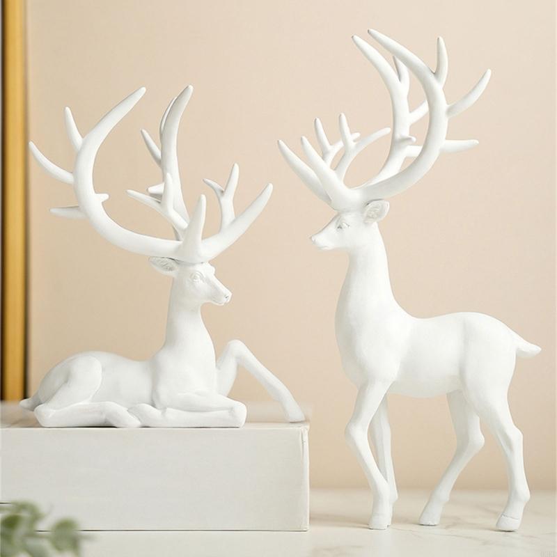 62KD Hand Carve Resin Deer Ornamentation Reindeer Sculpture Designs To Elevates Sophisticated Interior Styles Display
