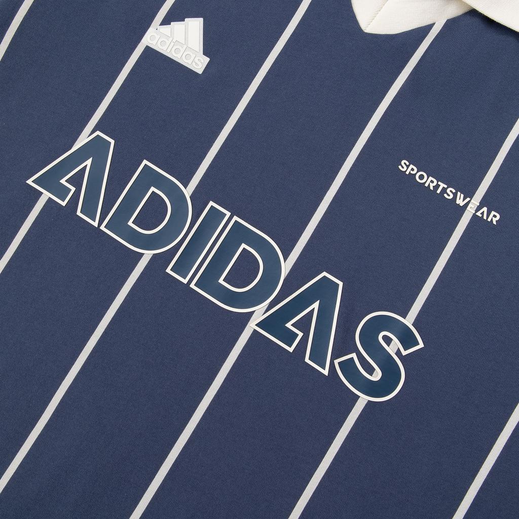 Adidas Striped Short Sleeve Polo Shirt Men Tops Ink-Blue Han-Jade-White JC5745