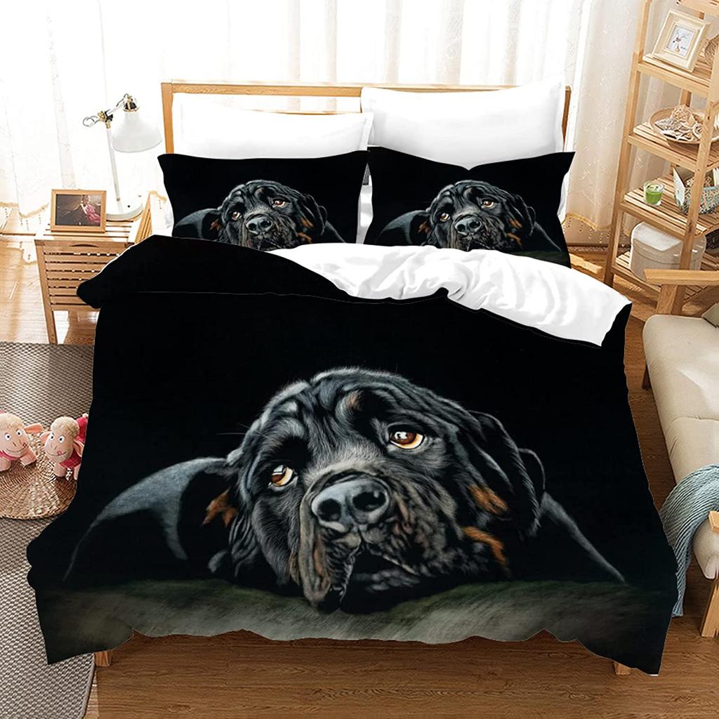 Пододеяльник Rottweiler Twin Black Rottweiler Twin Постельное белье Animal theme для любителей собак Полиэстер Double Queen King Пододеяльник
