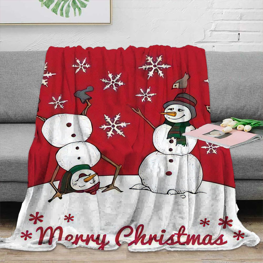 Christmas snowman theme Printed Blanket for Sofa Travel Camping Living Room Office Conditioning Blanket for All Seasons Gifts