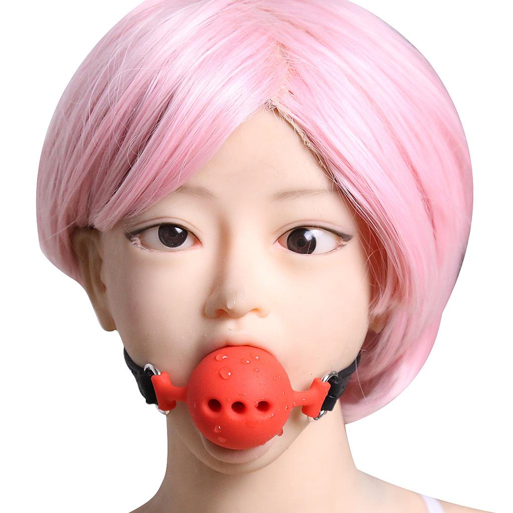 SM gag sex ball with hole soft rubber gag large, medium and small full silicone gag export source sex gag