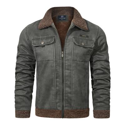 Мужская зимняя флисовая куртка с лацканами, меховая интегрированная куртка, мужская свободная мужская одежда