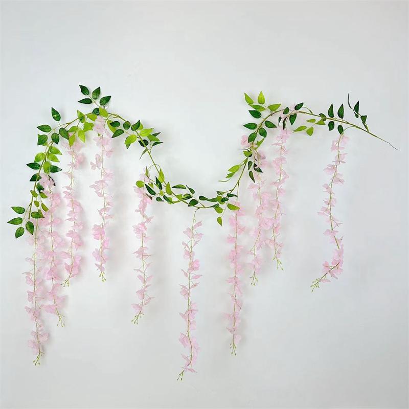 Полоски с имитацией цветка глицинии, искусственные полоски из ротанга, украшения для свадебной вечеринки, настенные подвесные потолочные сцены, макет в помещении и на открытом воздухе