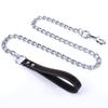Durable Anti-Bite Metal Dog Chain Lead For Small Medium Large Dog Chain Leash Handle Leads PU Leather Iron Chain Pet Accessories