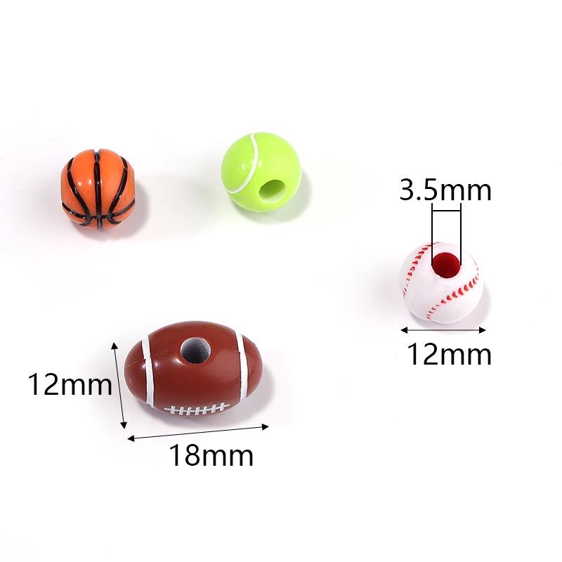 50 Pcs/bag Rugby, Basketball, Volleyball Acrylic Beads for Early Education & Handmade Crafts