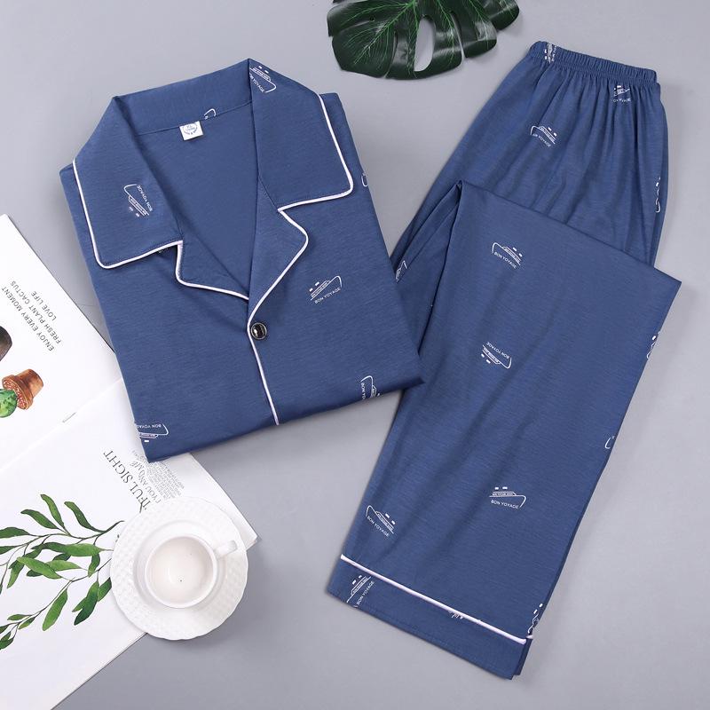 Мужская хлопковая пижама с длинным рукавом - Весна-Зима, Большой размер, Стильная молодежная домашняя одежда