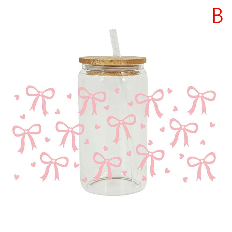 3D Uv Dtf Transfers Stickers 16Oz Cup Wraps Cartoon Bow Printed For Diy Glass Ceramic Metal Leather