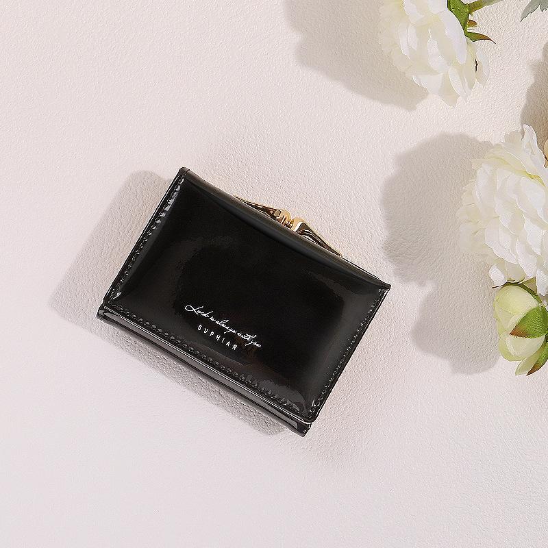 Laser ins coin purse for girls pu card case for students women fashionable short and cute wallet
