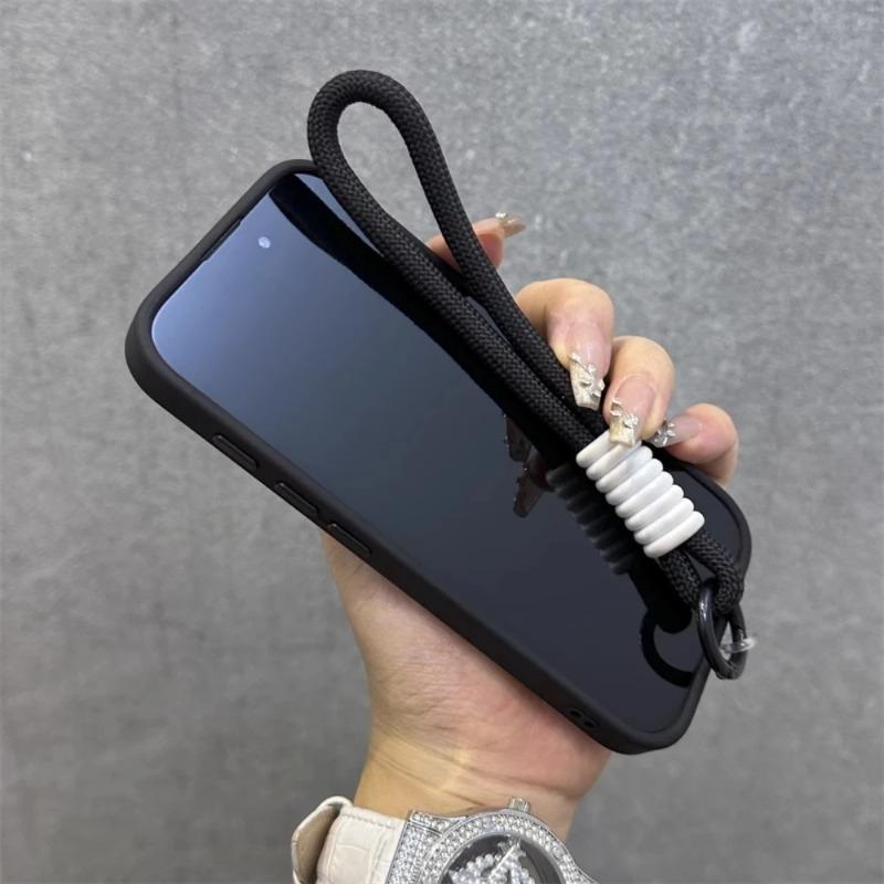 Для Magsafe Полупрозрачный Контрастный Чехол-Ремешок Для iPhone 17 Pro 16 15 Pro Max 14 11 Ремешок на Запястье Матовый Прозрачный Чехол
