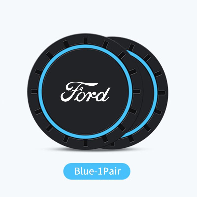 For Ford 2Pcs Car Logo Silicone Coaster Anti-Slip Water Cup Drink Mats Auto Accessories Escort KA Flex Everest KA Expedition