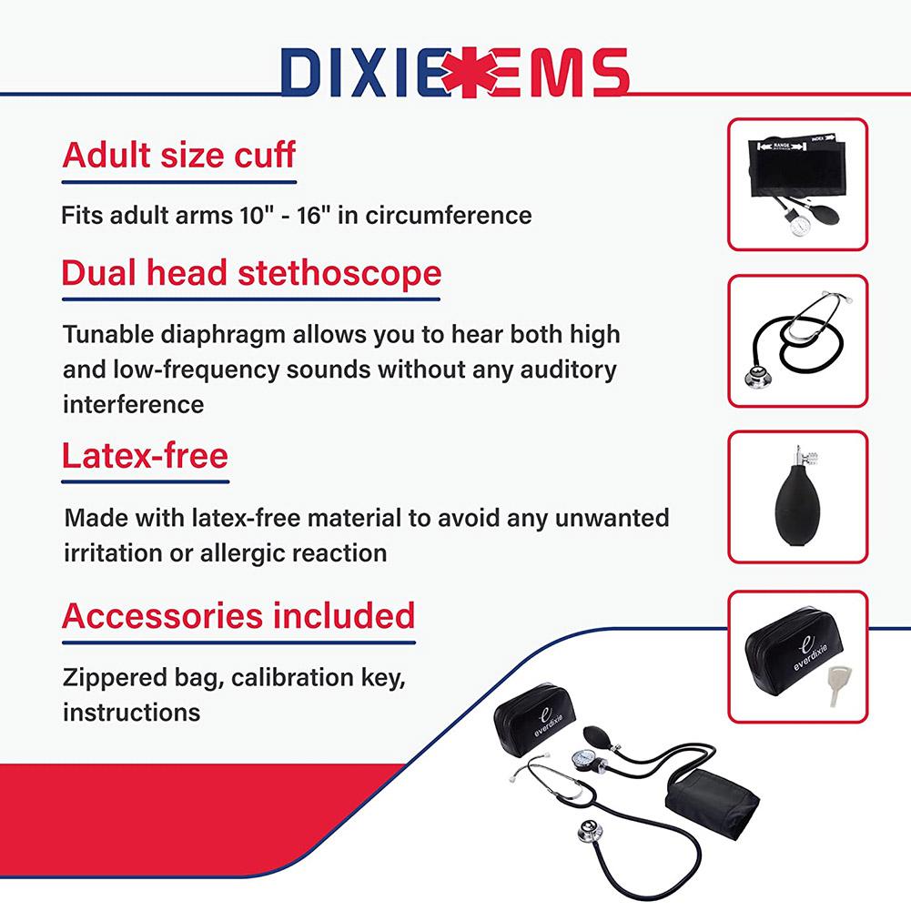Набор анероидного сфигмоманометра и стетоскопа с двойной головкой, манжетой для измерения артериального давления взрослого размера, калибровочным ключом и футляром для переноски