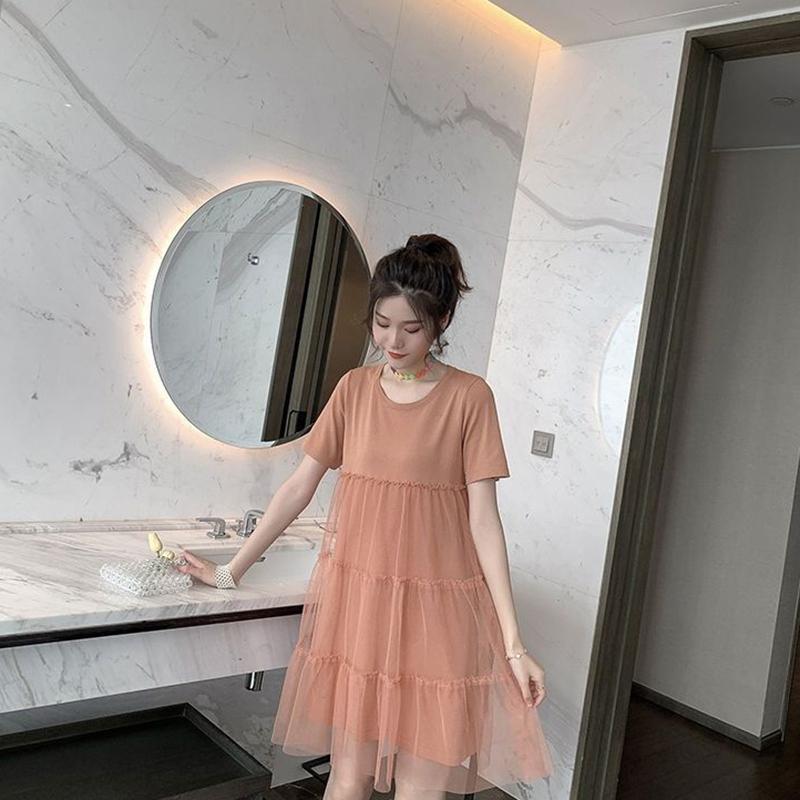 Summer Dress Loose Thin Short-sleeved Top Mid-length Summer Dress
