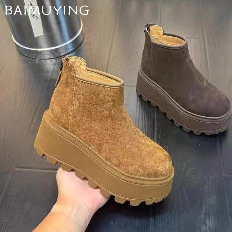 Suede Platform Women Ankle Boots Flats Fashion Casual Shoes Woman 2025 Trend Winter Brand Walking Cozy Warm Women’s Snow Botas