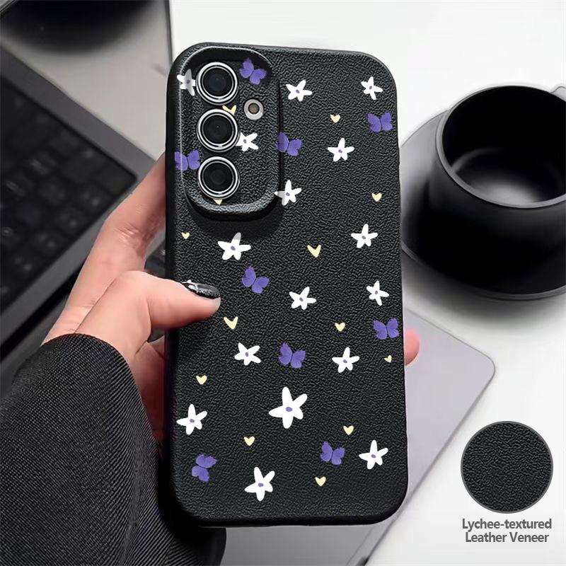 Чехол с принтом разноцветных бабочек для Samsung S26 Ultra S25 A18 S24 S23 S22 S21 FE A15 A16 A17 A35 A36 A37 A54 A55 A56 A57 Силиконовая крышка с текстурой кожи