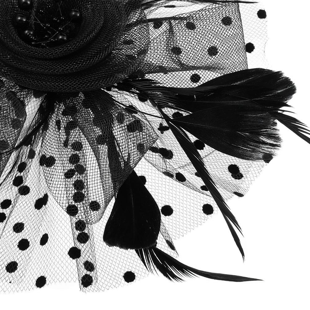 Mesh Flower Wedding Alice Headband Clip Tea Party Headband Feathers Hair Clip Fascinator Hat