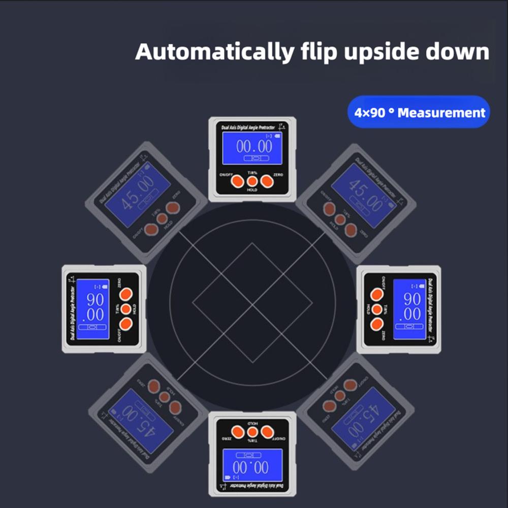 Металлический двухосевой цифровой угломер уровень угломер углоискатель угломер инклинометр с подсветкой и магнитным основанием