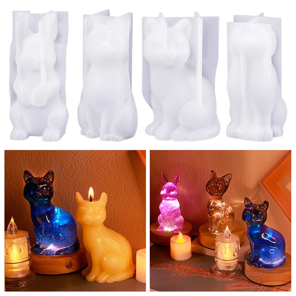 Mold Rabbit Cat Candle Dog For Making Candle Gypsum Ornaments Home Decorations Diy Craft 3d Animal Candle Silicone Mold