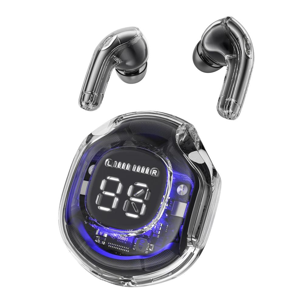 Беспроводные наушники Bluetooth 5.3. Наушники с прозрачным цифровым дисплеем. Водонепроницаемые гарнитуры с шумоподавлением. Спортивные наушники TWS с микрофоном.