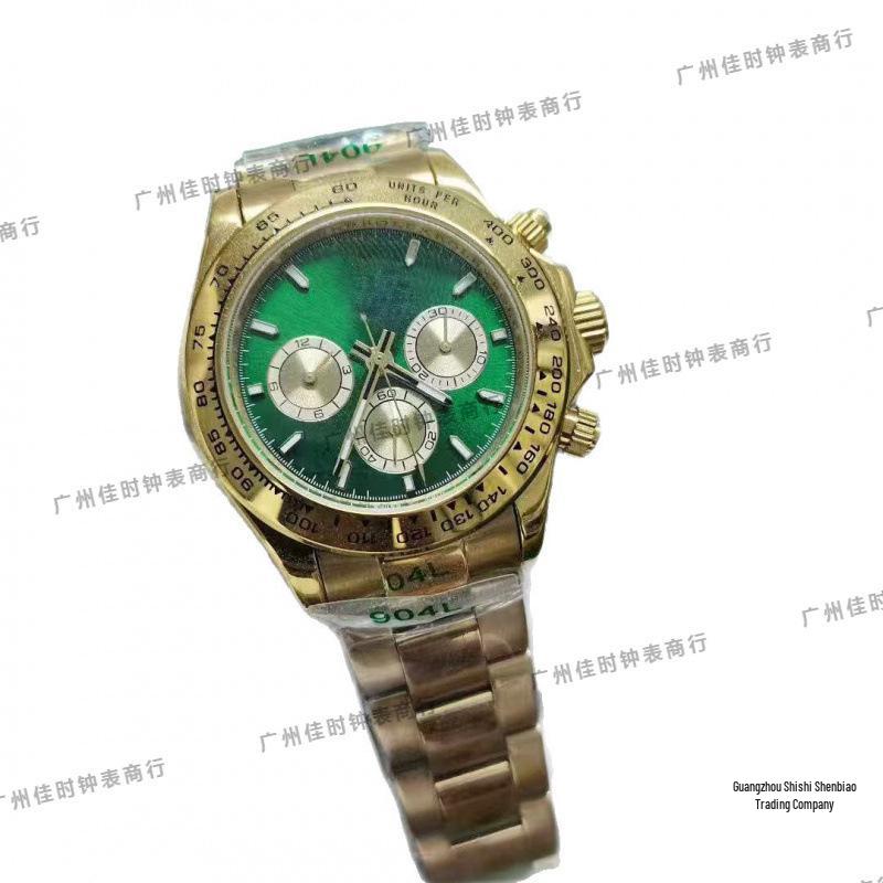 Мужские автоматические часы 40 мм серии Lao Jia Ri Zhi Daytona - Светонакопительные, Водонепроницаемые, Корпус из золотой нержавеющей стали