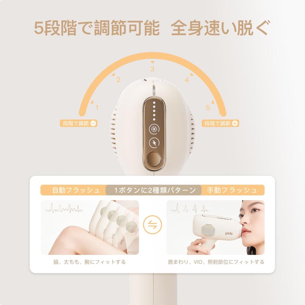 YETE Hair Removal Sapphire Home Light Hair Removal Device for Flash Painless Hair PSE Results Device, Cooling, VIO, Unisex, Type, Removal, Certified,