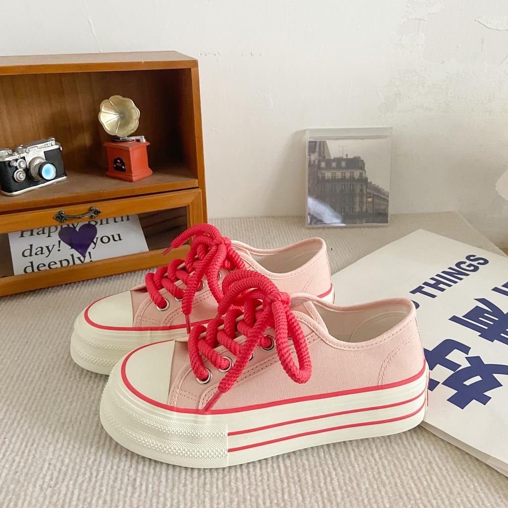 H1028 + H1057 + H1292 Две пары женских парусиновых туфель на платформе на одну ногу, ленивые универсальные нишевые ins доски