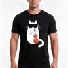Смешной кот в солнцезащитных очках играет на скрипке/альт-скрипке Музыкант Футболка Летняя Повседневная Хлопковая Футболка Оверсайз Уличная Одежда Топы