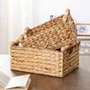 Handmade Woven Storage Box Handle Kitchen Sundry Organizer Laundry Basket Rectangular Closet Organizer Picnic Basket