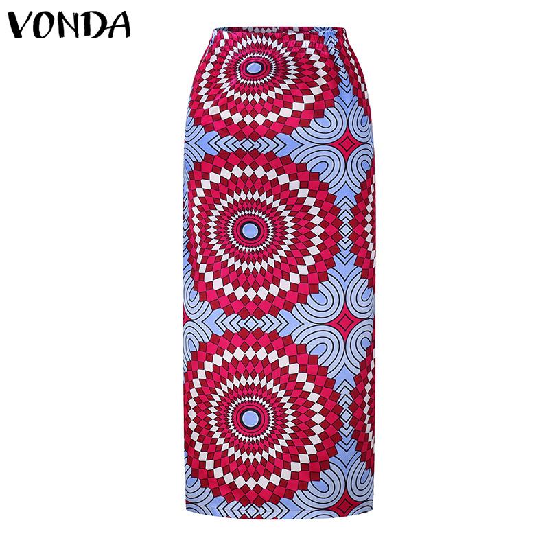 VONDA Женские костюмы с топом и юбкой большого размера с расклешенным воротником и длинными рукавами