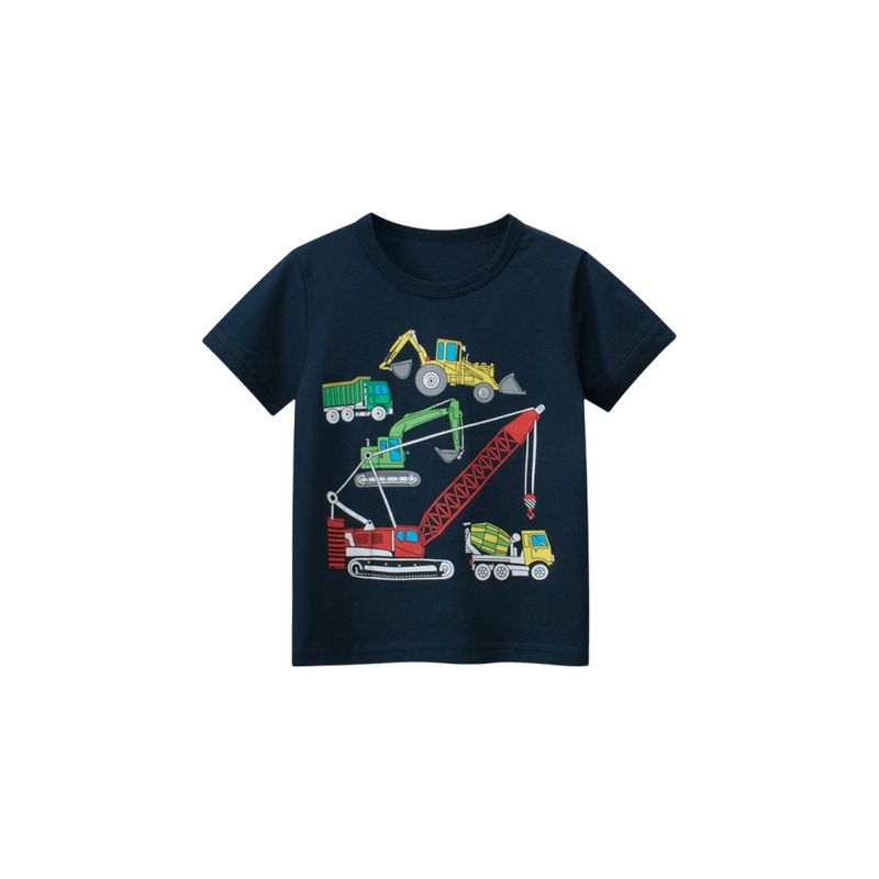 27Kids Children's Clothing Summer Kids Short Sleeve T-shirt Clothes Boys and Girls Engineering Car Excavator Baby 100% Cotton Coat