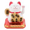 Solar Powered Welcoming Cat Adorable Waving Beckoning Fortune Lucky Cat Home Car Decor(White)