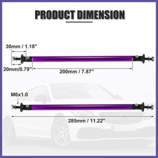 200mm Adjustable Front Bumper Lip Splitter Strut Rod Tie Support Bar Purple