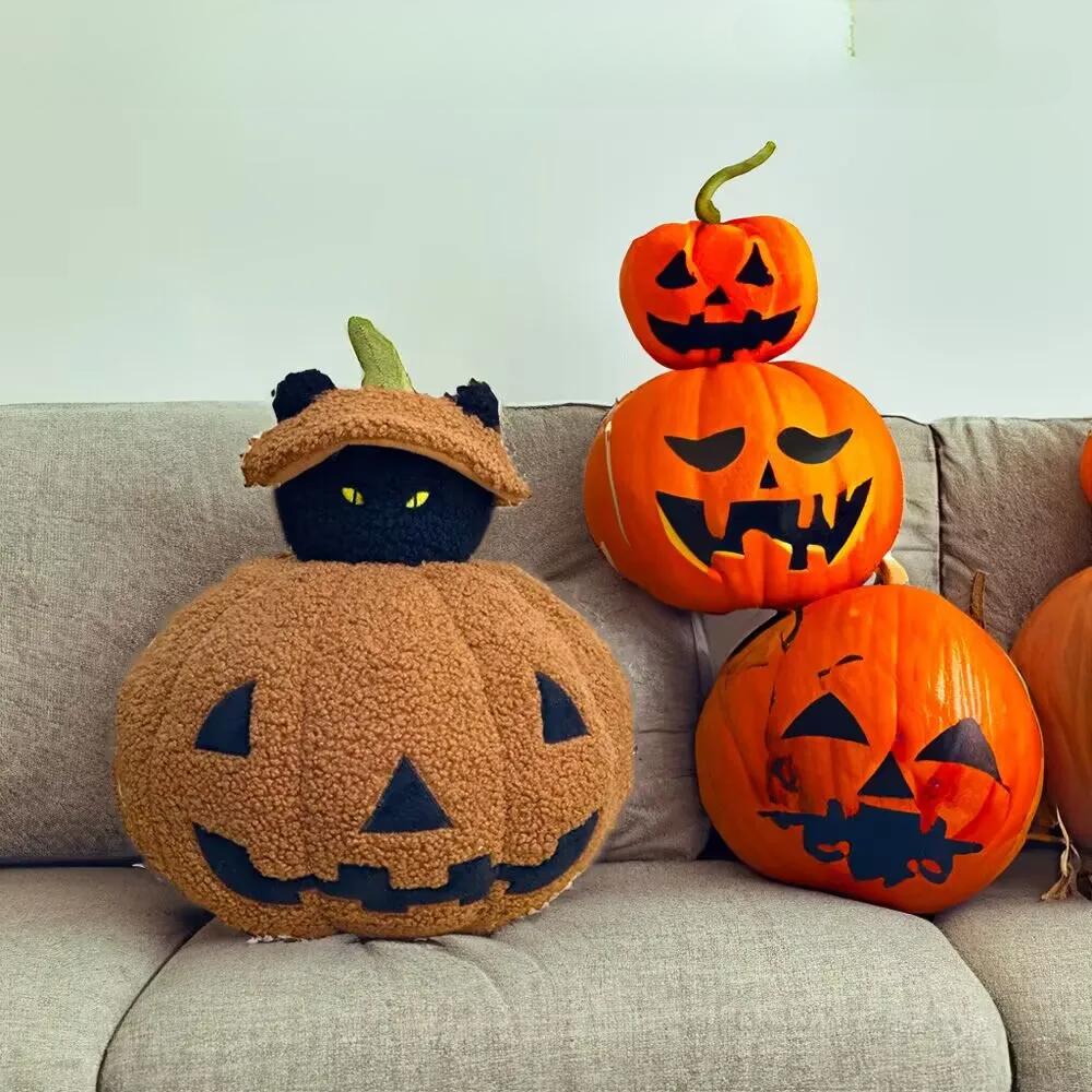 Веселый мультфильм Новая серия Хэллоуина Плюшевые игрушки Злые тыквенные призраки Плюшевые игрушки Домашний декор для мальчиков и девочек Подарки на Хэллоуин