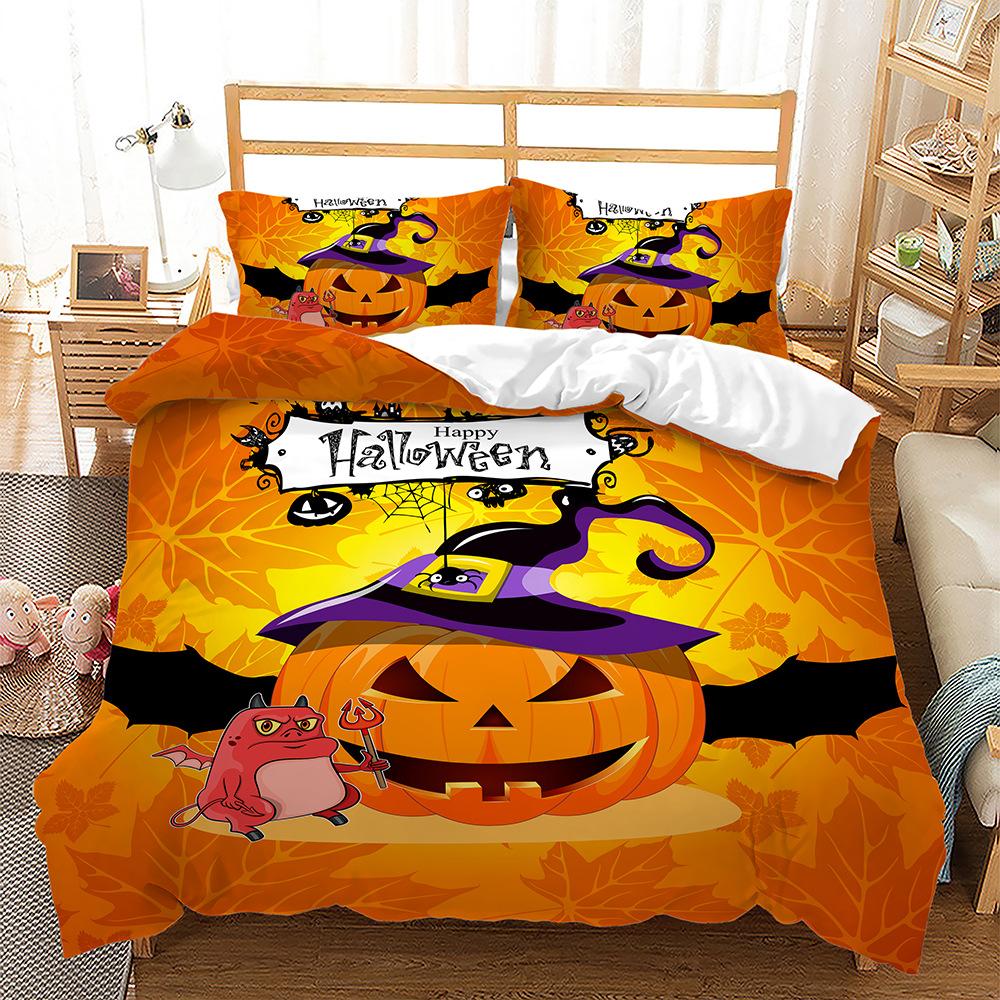 Halloween Pumpkin Ghost Three-Piece 3D Digital Printing Four-Piece Quilt Cover